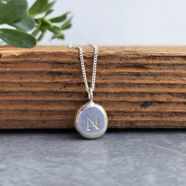 Dainty personalized necklace, Moms Gift, custom initial charm, eco friendly sterling silver jewelry, mothers day