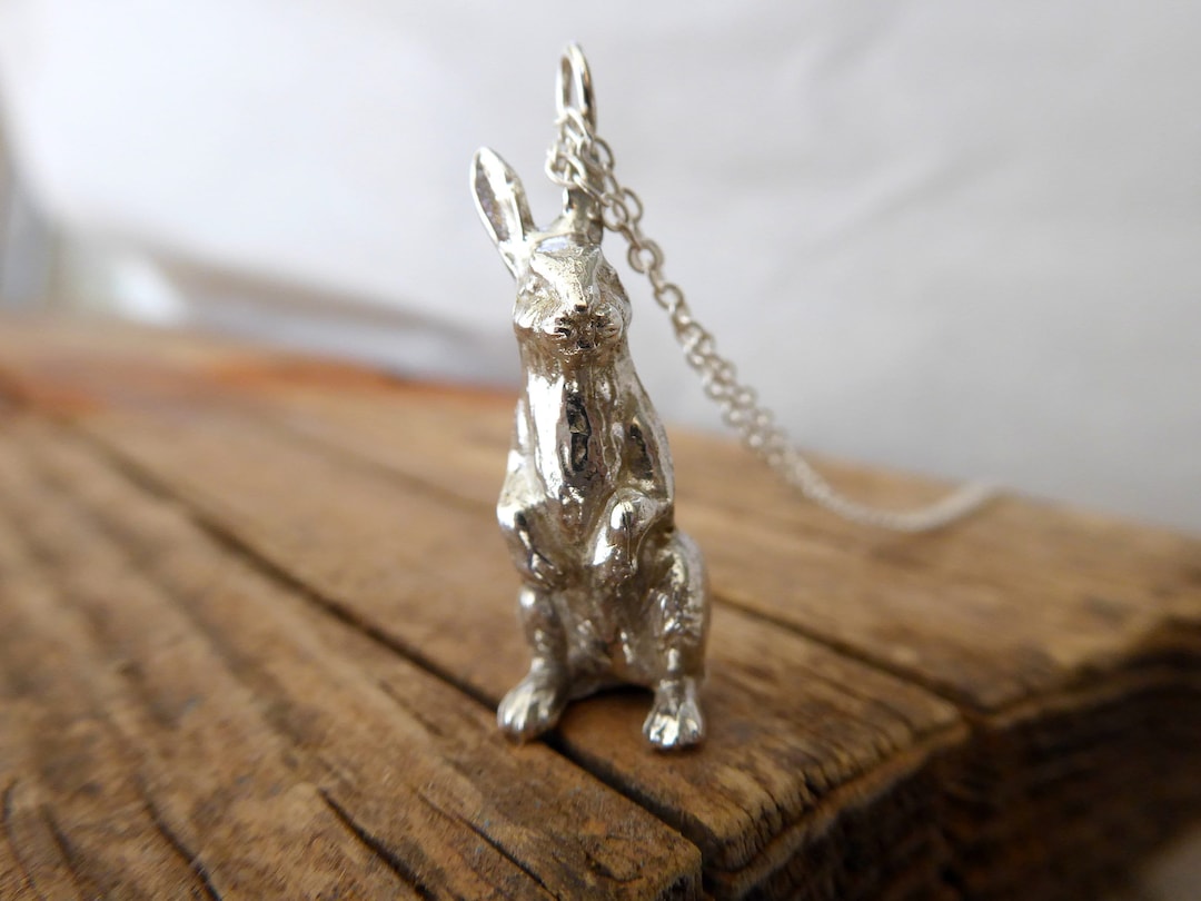 Sterling Silver Bunny Necklace: Lost Wax Rabbit Pendant - Etsy