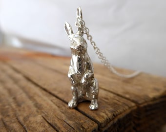 Rabbit charm necklace, Bunny silver necklace, Chinese Zodiac, easter gift, bunny pendant