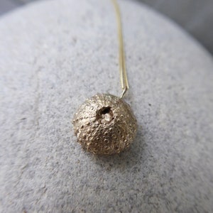 14k Solid Gold Sea Urchin Pendant Necklace: Beach Wedding Jewelry