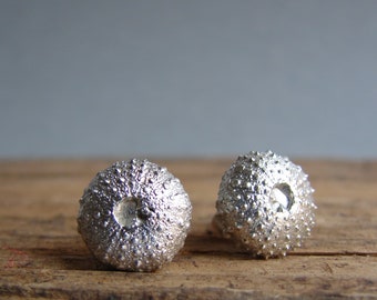 Sterling Silver Sea Urchin Earrings, Sea Urchin Stud Earrings, Small Size Earrings