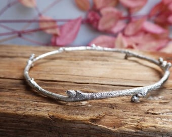 Twig bracelet, silver stacking bracelets, nature inspired bracelet  botanical jewelry