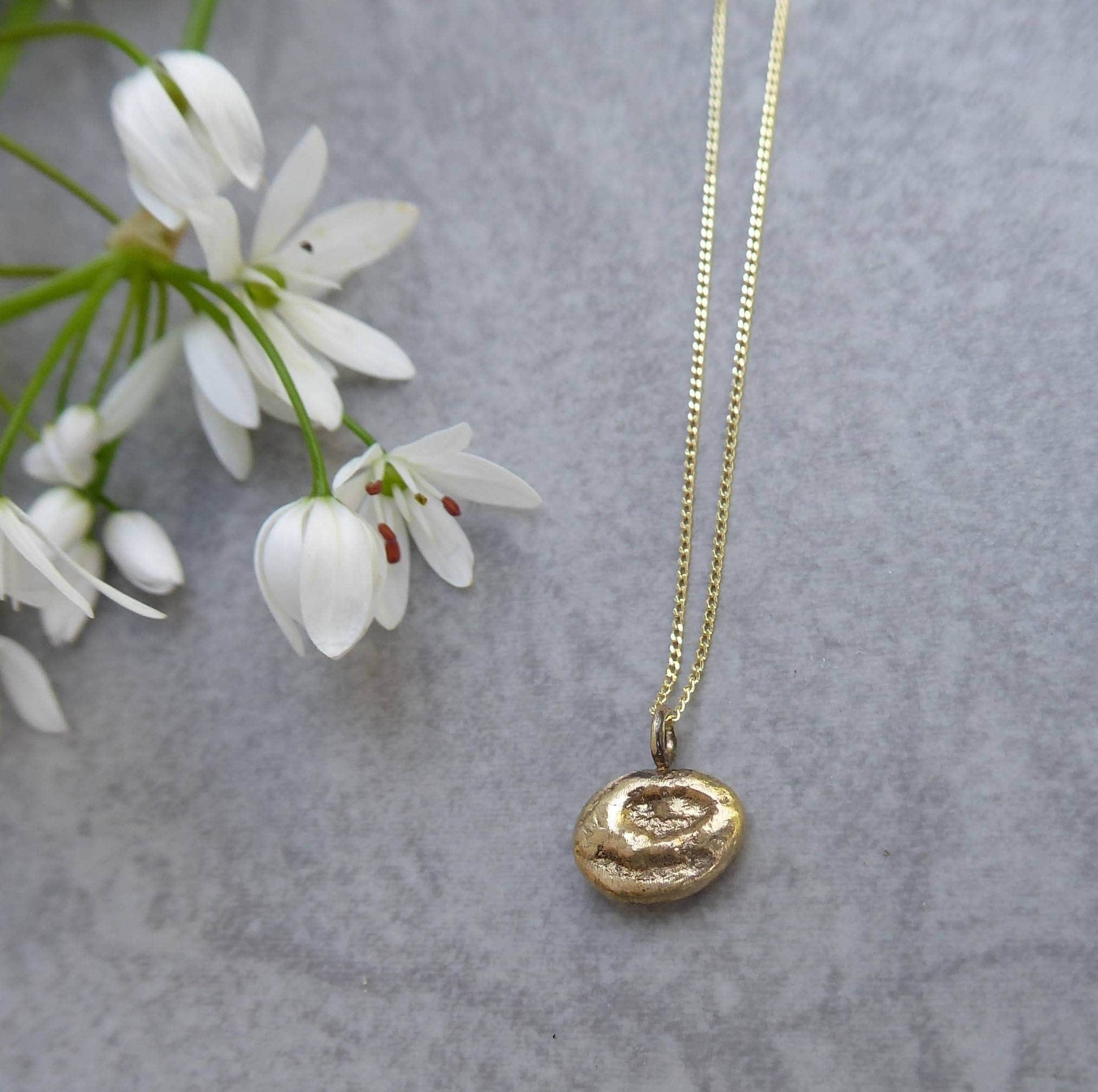 Organic 14k Recycled Gold Pendant Necklace: Grecian Charm