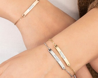 Custom Name Bar Bracelet • Engraved Letter Bracelet • Valeintes Day Personalized Bracelet Gifts