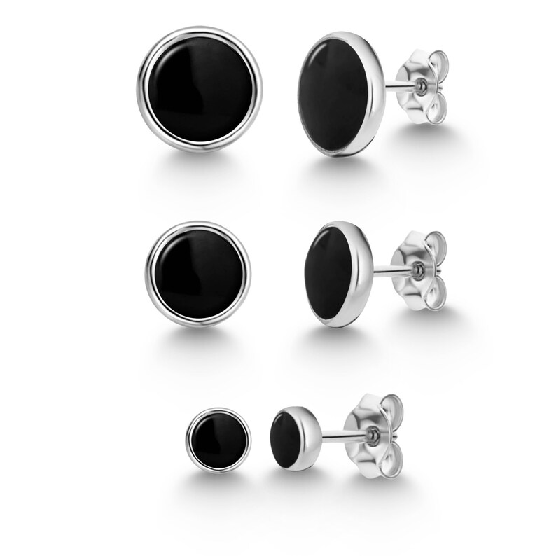 Black Stud Earrings Black Button Earrings Minimalist Unisex Etsy