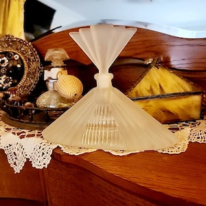 Art Deco Style Perfume Bottle Satin Glass Vintage Empty Vanity Decor Collectible