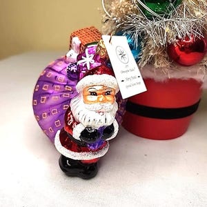 Christopher Radko &quot;Merry Travels&quot; Ornament Santa Bag w/ Toys Blown Glass