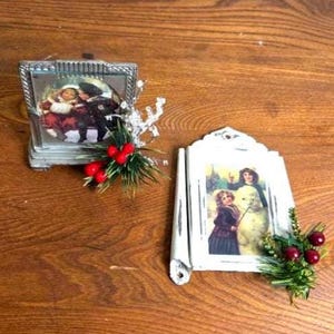YOUR CHOICE of Winter Scenes in Vintage Metal/Tin Frames