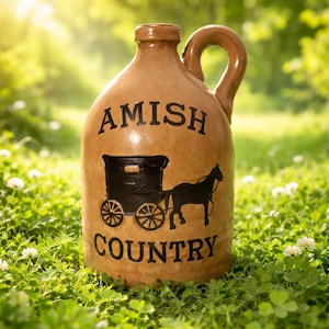 Jarra de cerâmica vintage da região Amish, com capacidade para 1 galão (aproximadamente 3,8 litros).