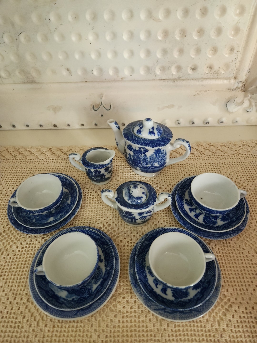 Vintage Blue Willow Child's Tea Set Made in Occupied Japan Etsy