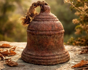 Gran campana colgante de cerámica de arte popular mexicano antiguo