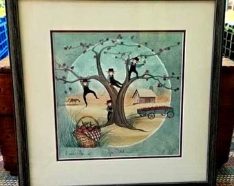 P. Buckley Moss "Feier der Schule" gerahmte, mit Passepartout versehene, signierte und nummerierte Lithographie