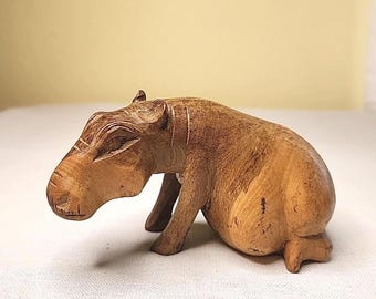 彫刻されたヴィンテージカバ彫刻アフリカ木木製アフリカカバ手彫り動物