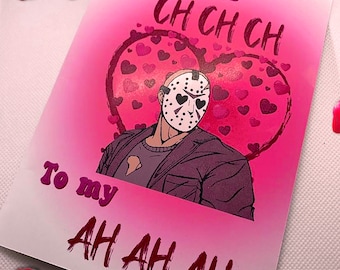 Jason Valentine-Friday the 13th Card-Greeting Cards-Valentine-Horror Valentine Card-For Him-For Her-Gifts-Blank-Personalized Cards