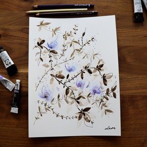 Morning Coffee - Watercolor flower painting - ORIGINAL Art