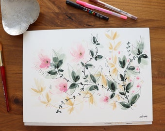 New Beginning - Watercolor flower painting - ORIGINAL Art