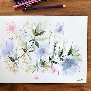 Sweet morning - Watercolor flower painting - Art ORIGINAL