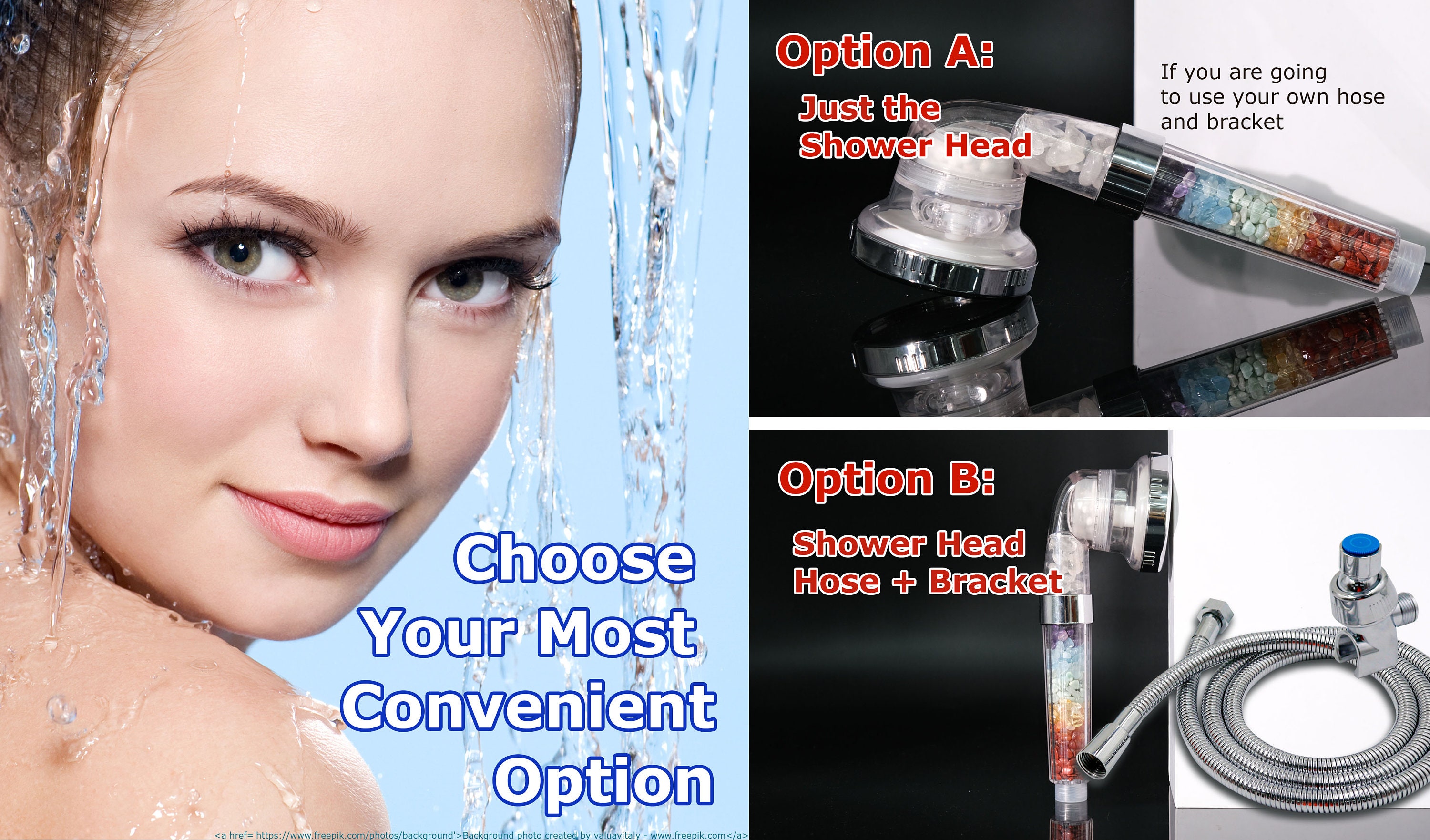 Crystal Chakra Shower Head. Natural Gemstones. 7 Stones. Healing Crystals. Water Purification
