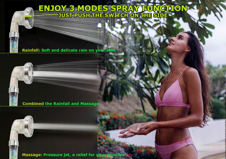 Crystal Chakra Shower Head. Natural Gemstones. 7 Stones. Healing