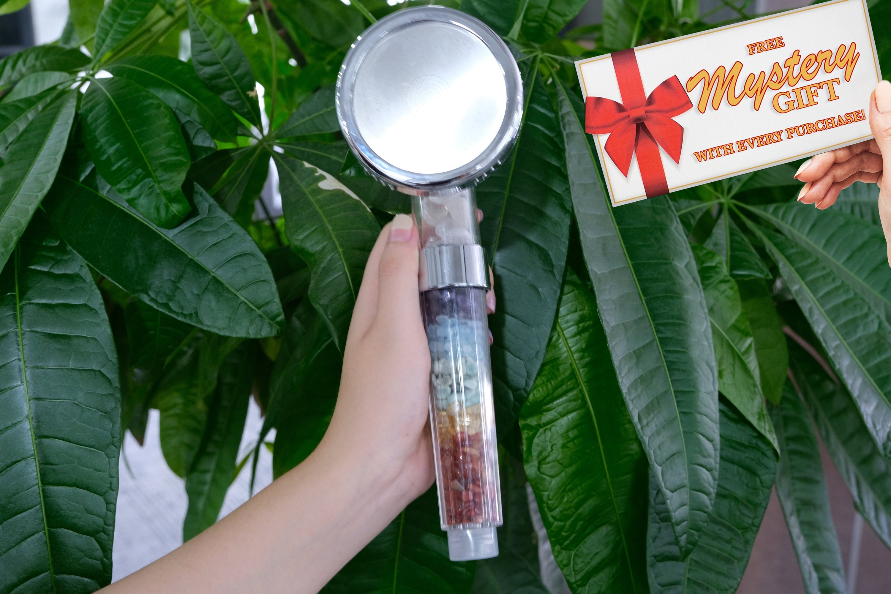 Crystal Chakra Shower Head. Natural Gemstones. 7 Stones. Healing Crystals. Water Purification