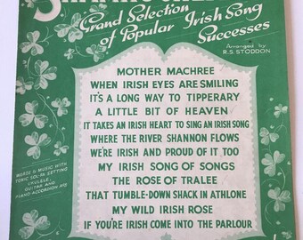 Vintage 1930s Sheet Music - SHAMROCKLAND - Irish Song Medley - Mother Machree - When Irish Eyes Are Smiling