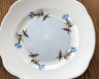 Small Side Plate Scottish Thistle Design. Blue White Bone China. Duchess China