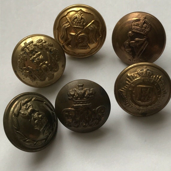 6 Mixed Vintage MILITARY BRASS BUTTONS British Army Eagle Lion Etsy