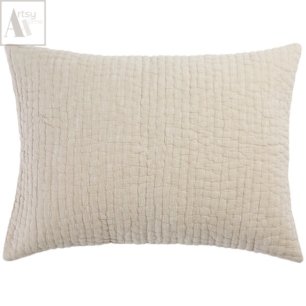 Handmade Indigo Patch Kantha Pillow Sham – 28x20 Inch – 100% Cotton Cushion Cover – Bed Throw