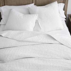 Solid White Quilt, Cotton Kantha Quilt, Light Weight Cotton Quilt, Reversible Blanket, Summer Quilt, Handmade Quilt, Soft Blanket AH#05