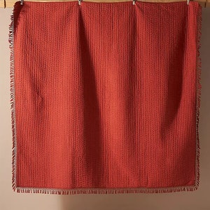 Solid Quilt, Bohemian Coverlet Comforter Handmade Padded Kantha Quilt, Handmade Quilt, Soft Cotton Blanket Hand Stitched Summer Quilt AH067 image 3