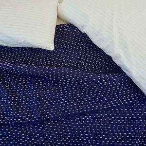 Solid Indigo Blue Handmade Quilt, Pure Cotton Kantha Quilt, Natural Hand Dyed Coverlet, Bohemian Kantha Throw, Kantha Blanket
Queen, King, Twin size blanket
Pillowcases, cushion cover, looner pillow, baby pillow, euro shams