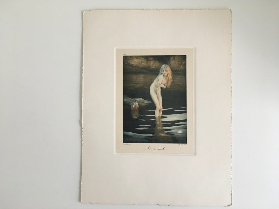 Hel Braun & Cie Antique Print of Paul Chabas Au Crepusclue Nude Woman ...