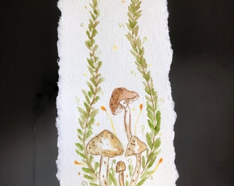 Original Watercolor Mushroom Forest Handmade, Mushroom Bookmark, Bookmark, Birthday Gift, Gift For Book Lovers.