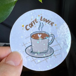 Coffee Sticker for Laptop, Holographic Coffee sticker, Coffee Vinyl Sticker, Gift for Coffee Lovers
