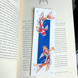 Watercolor Bookmark koi fish, Bookworm essentials bookmark, Nature love gifts, Bookmarks.