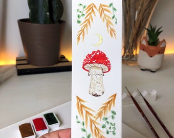 Original Watercolor Mushroom  Bookmark, NO PRINT