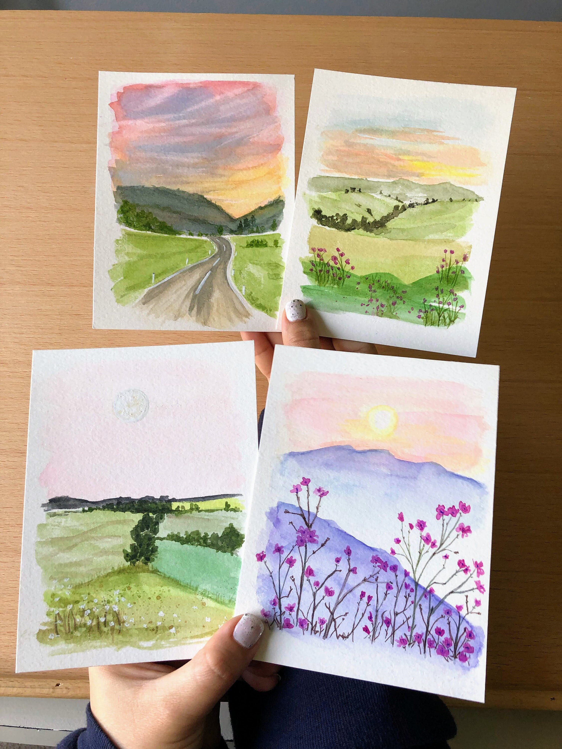 Small Minimalist Landscapes in Watercolor for Nature Lovers - Etsy