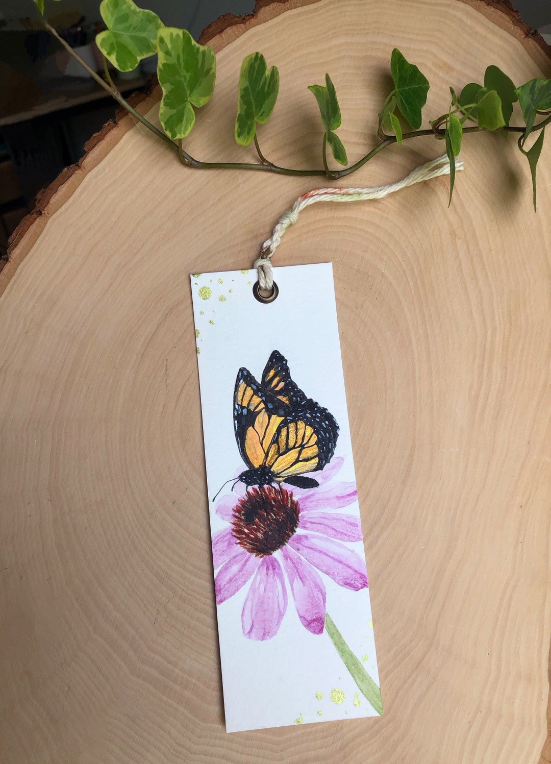 Original Watercolor Butterfly Bookmark, Handmade Nature Lovers Gifts