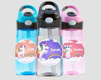 Water Bottle, Kids Personalised Water Bottle, Personalised Drink Bottle for Kids, Drink Bottle, Unicorn Theme