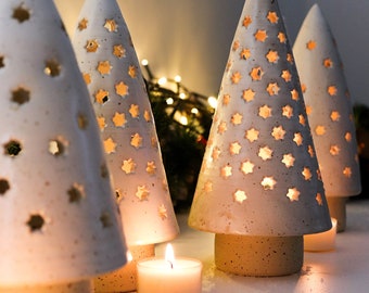 Handmade White Ceramic Christmas Tree Tealight Holder