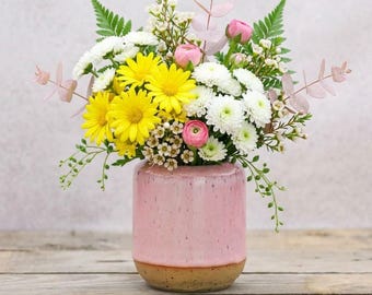 Handgemachte Keramik Vase: Rosa & Weiß – glasiertes Steinzeug