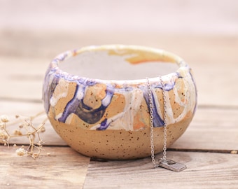 Handmade Stoneware Bowl: Colorful Minimalist Pottery for small accessories