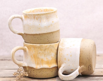 Handmade Yellow Ceramic Mug: Unique Stoneware Coffee Cup