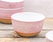 Handgemachte Keramik Schale: Rosa & Weiß – Glasierte Steinzeug Schüssel