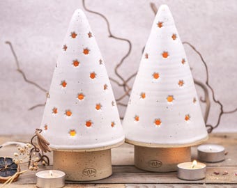 Handmade Ceramic Christmas Tree Tealight Holder | Stoneware, Wheel-Thrown