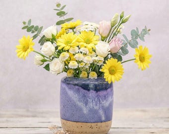 Handgemachte Keramik Vase: Violett & Weiß – glasiertes Steinzeug