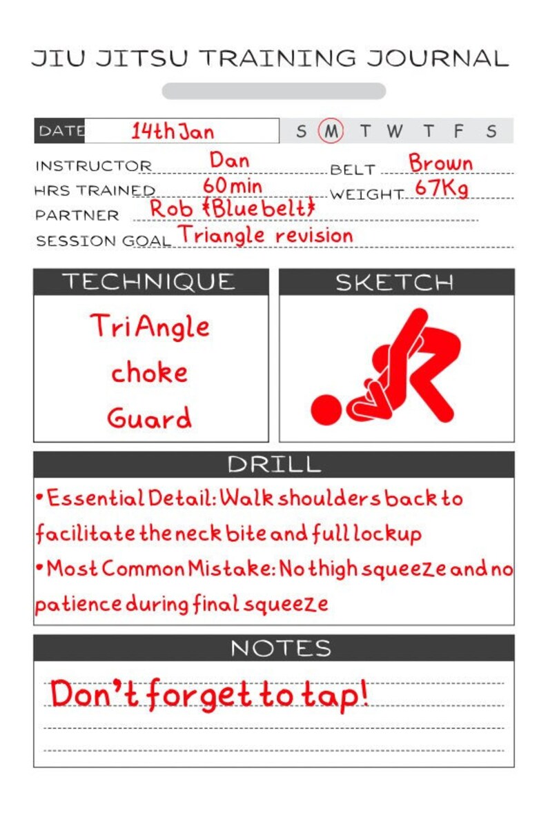 Digital Jiu Jitsu Journal 25 Trackers Fitness Journal Etsy