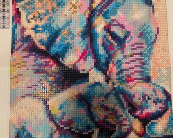May include: A diamond painting kit featuring a colorful elephant design with a grid of symbols and a color key on the left side. The canvas displays the text Item: B7204 and Size: 30*40cm at the top, with a mosaic of small faceted beads.