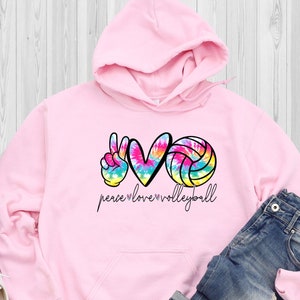 Peace Love Volleyball Hoodie, Peace Hoodie, Volleyball Hoodie, Inspirational Hoodie, Volleyball Lover Hoodie, Gift For Volleyballer