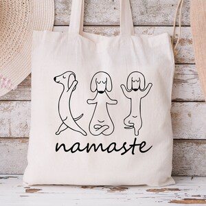 Namaste Tote Bag, Yoga Tote Bag, Funny Yoga Dog Tote Bag, Meditation Tote Bag, Funny Namaste Tote Bag, Funny Yoga Lover Tote Bag